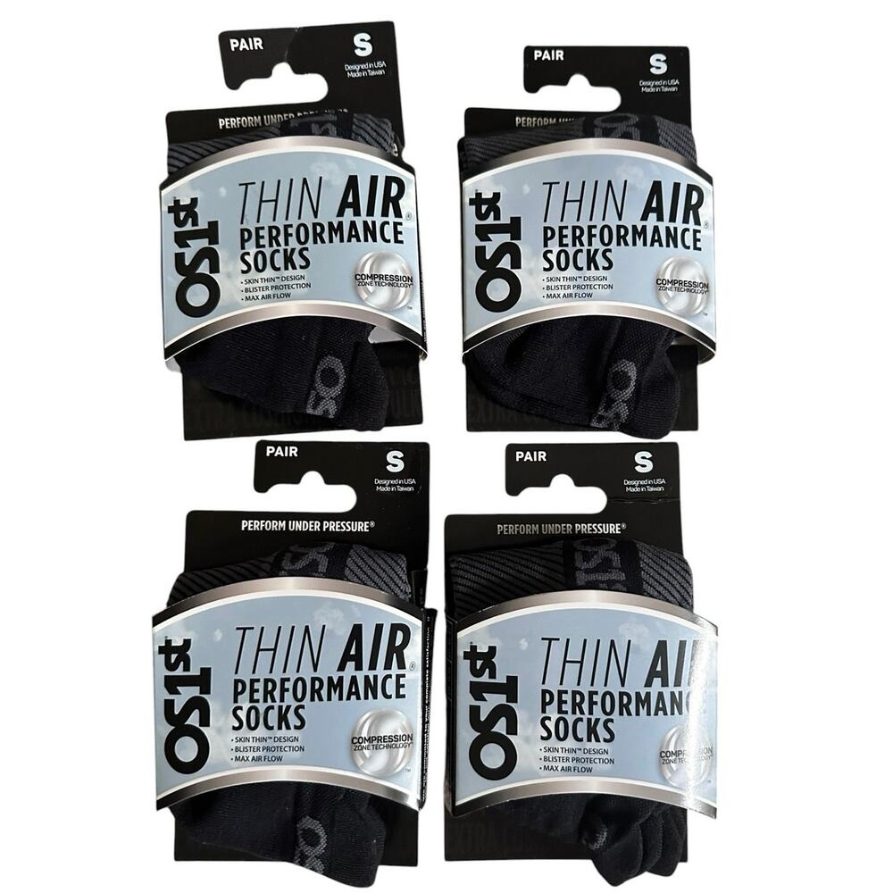 New Lot 4 OS1st Thin Air Performance Socks Black No Show Compression Size S